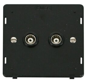 Click Scolmore - Click Definity Twin Isolated Coaxial Socket Insert Black (SIN159BK)