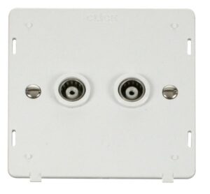 Click Scolmore - Click Definity Twin Isolated Coaxial Socket Insert White (SIN159PW)