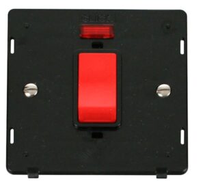 Click Scolmore - Click Definity 45A 1 Gang Plate Dp Switch With Neon Insert Black (SIN201BK)