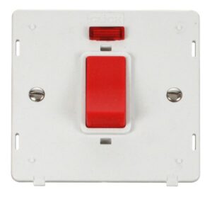 Click Scolmore - Click Definity 45A 1 Gang Plate Dp Switch With Neon Insert White (SIN201PW)