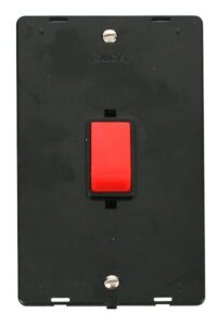 Click Scolmore - Click Definity 45A 2 Gang Plate Dp Switch Insert Black (SIN202BK)
