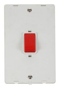 Click Scolmore - Click Definity 45A 2 Gang Plate Dp Switch Insert White (SIN202PW)