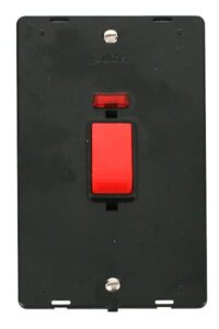 Click Scolmore - Click Definity 45A 2 Gang Plate Dp Switch With Neon Insert Black (SIN203BK)
