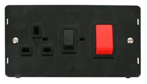 Click Scolmore - Click Definity 45A Dp Switch 13A Dp Switched Socket Insert Black (SIN204BK)