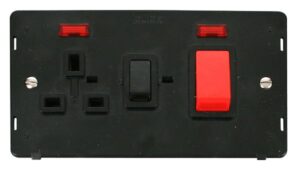 Click Scolmore - Click Definity 45A Dp Switch 13A Dp Switched Socket With Neons Insert Black (SIN205BK)