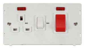 Click Scolmore - Click Definity 45A Dp Switch 13A Dp Switched Socket With Neons Insert White (SIN205PW)