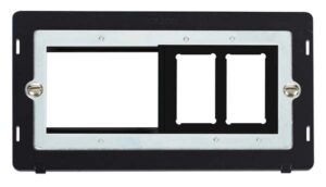 Click Scolmore - Click Definity Hotel Accessory Plate 2 Gang GridPro Frontplate With Twin New Media Aperture Insert (SIN31102BK)