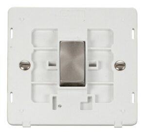 Click Scolmore - Click Definity Ingot 10Ax 1 Gang 2 Way Switch Insert White / Brushed Stainless (SIN411PWBS)