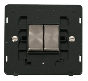 Click Scolmore - Click Definity Ingot 10Ax 2 Gang 2 Way Switch Insert Black / Brushed Stainless (SIN412BKBS)