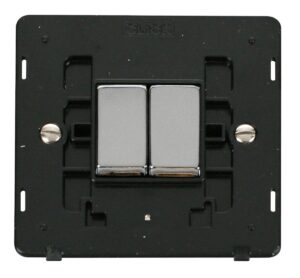 Click Scolmore - Click Definity Ingot 10Ax 2 Gang 2 Way Switch Insert Black / Chrome (SIN412BKCH)
