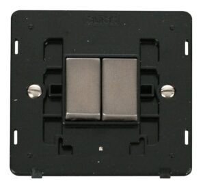 Click Scolmore - Click Definity Ingot 10Ax 2 Gang 2 Way Switch Insert Black / Stainless Steel (SIN412BKSS)