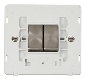 Click Scolmore - Click Definity Ingot 10Ax 2 Gang 2 Way Switch Insert White / Brushed Stainless (SIN412PWBS)