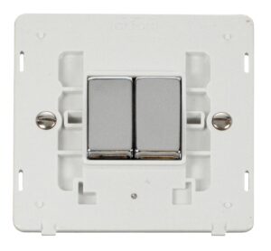Click Scolmore - Click Definity Ingot 10Ax 2 Gang 2 Way Switch Insert White / Chrome (SIN412PWCH)