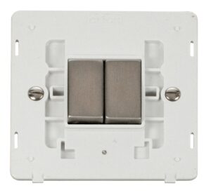 Click Scolmore - Click Definity Ingot 10Ax 2 Gang 2 Way Switch Insert White / Stainless Steel (SIN412PWSS)