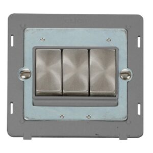 Click Scolmore - Click Definity 10Ax Ingot 3 Gang 2 Way Plate Switch Insert (SIN413GYBS)