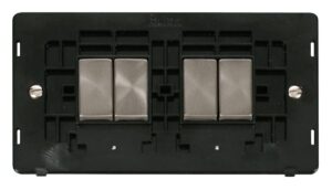 Click Scolmore - Click Definity Ingot 10Ax 4 Gang 2 Way Switch Insert Black / Brushed Stainless (SIN414BKBS)