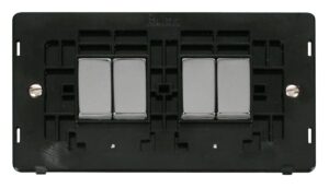 Click Scolmore - Click Definity Ingot 10Ax 4 Gang 2 Way Switch Insert Black / Chrome (SIN414BKCH)