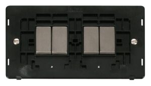 Click Scolmore - Click Definity Ingot 10Ax 4 Gang 2 Way Switch Insert Black / Stainless Steel (SIN414BKSS)