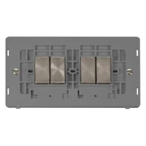 Click Scolmore - Click Definity 10Ax Ingot 4 Gang 2 Way Plate Switch Insert (SIN414GYBS)