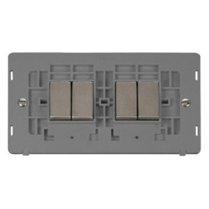 Click Scolmore - Click Definity 10Ax Ingot 4 Gang 2 Way Plate Switch Insert (SIN414GYSS)