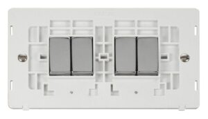 Click Scolmore - Click Definity Ingot 10Ax 4 Gang 2 Way Switch Insert White / Chrome (SIN414PWCH)