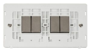 Click Scolmore - Click Definity Ingot 10Ax 4 Gang 2 Way Switch Insert White / Stainless Steel (SIN414PWSS)