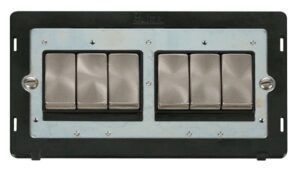 Click Scolmore - Click Definity Ingot 10Ax 6 Gang 2 Way Switch Insert Black / Brushed Stainless (SIN416BKBS)