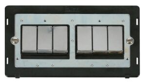 Click Scolmore - Click Definity Ingot 10Ax 6 Gang 2 Way Switch Insert Black / Chrome (SIN416BKCH)