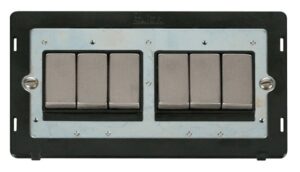 Click Scolmore - Click Definity Ingot 10Ax 6 Gang 2 Way Switch Insert Black / Stainless Steel (SIN416BKSS)