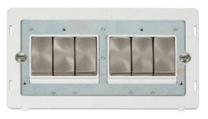Click Scolmore - Click Definity Ingot 10Ax 6 Gang 2 Way Switch Insert White / Brushed Stainless (SIN416PWBS)