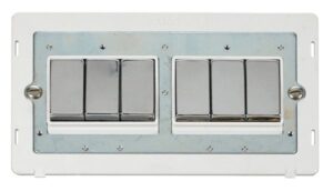 Click Scolmore - Click Definity Ingot 10Ax 6 Gang 2 Way Switch Insert White / Chrome (SIN416PWCH)