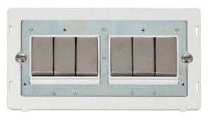 Click Scolmore - Click Definity Ingot 10Ax 6 Gang 2 Way Switch Insert White / Stainless Steel (SIN416PWSS)