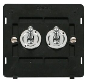 Click Scolmore - Click Definity 10Ax 2 Gang 2 Way Toggle Switch Insert Chrome (SIN422CH)