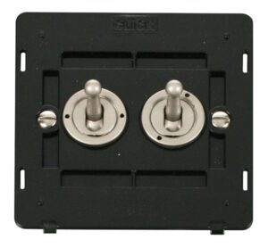 Click Scolmore - Click Definity 10Ax 2 Gang 2 Way Toggle Switch Insert Pearl Nickel (SIN422PN)