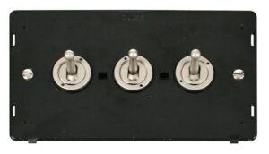 Click Scolmore - Click Definity 10Ax 3 Gang 2 Way Toggle Switch Insert Pearl Nickel (SIN423PN)