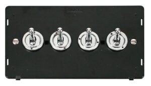 Click Scolmore - Click Definity 10Ax 4 Gang 2 Way Toggle Switch Insert Chrome (SIN424CH)
