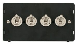 Click Scolmore - Click Definity 10Ax 4 Gang 2 Way Toggle Switch Insert Pearl Nickel (SIN424PN)