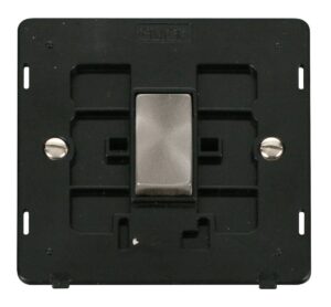 Click Scolmore - Click Definity Ingot 10Ax 1 Gang Intermediate Switch Insert Black / Brushed Stainless (SIN425BKBS)