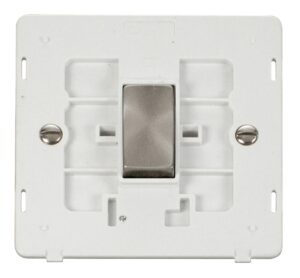 Click Scolmore - Click Definity Ingot 10Ax 1 Gang Intermediate Switch Insert White / Brushed Stainless (SIN425PWBS)