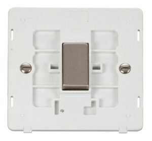Click Scolmore - Click Definity Ingot 10Ax 1 Gang Intermediate Switch Insert White / Stainless Steel (SIN425PWSS)