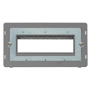 Click Scolmore - Click Definity 2 Gang Minigrid? Unfurnished Plate Insert 6 In-Line Apertures (SIN426GY)
