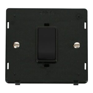 Click Scolmore - Click Definity 50A 1 Gang Double Pole Plate Switch Insert Black Insert & Rocker (SIN500BK)