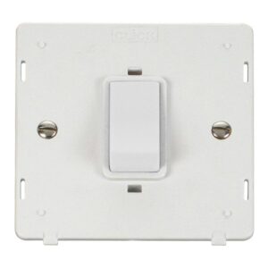 Click Scolmore - Click Definity 50A 1 Gang Double Pole Plate Switch Insert Polar White Insert & Rocker (SIN500PW)