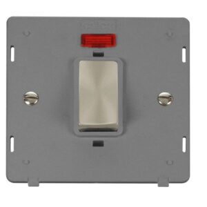 Click Scolmore - Click Definity 50A Ingot 1 Gang Double Pole Plate Switch With Neon Insert (SIN501GYBS)