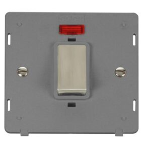 Click Scolmore - Click Definity 50A Ingot 1 Gang Double Pole Plate Switch With Neon Insert (SIN501GYSS)
