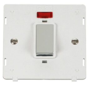 Click Scolmore - Click Definity Ingot 45A 1 Gang Plate Dp Switch With Neon Insert White (SIN501PWCH)