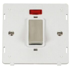 Click Scolmore - Click Definity Ingot 45A 1 Gang Plate Dp Switch With Neon Insert White (SIN501PWSS)
