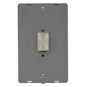 Click Scolmore - Click Definity 50A Ingot 2 Gang (Vertical) Double Pole Plate Switch Insert (SIN502GYBS)
