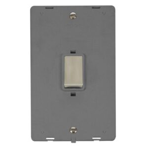 Click Scolmore - Click Definity 50A Ingot 2 Gang (Vertical) Double Pole Plate Switch Insert (SIN502GYSS)