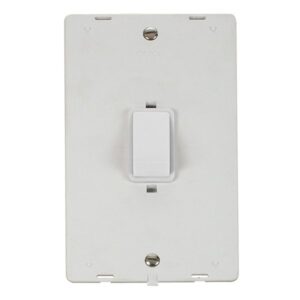 Click Scolmore - Click Definity 50A 2 Gang (Vertical) Double Pole Plate Switch Insert Polar White Insert & Rocker (SIN502PW)